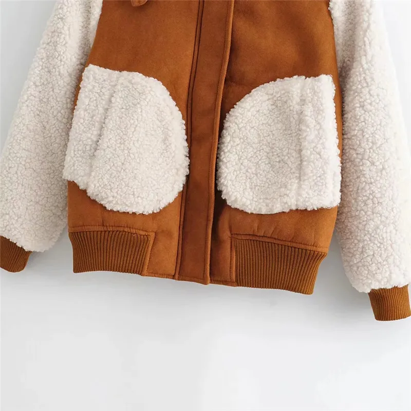 Искусственная замша сращенная куртка из овчины пальто Зимняя теплая куртка Женская осенне-зимняя верхняя одежда модная куртка на молнии