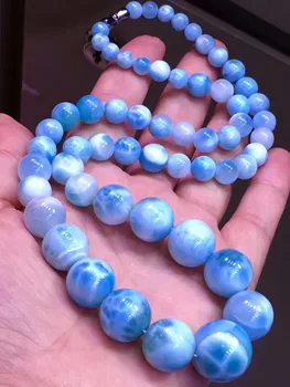 

Genuine Blue Natural Ice Larimar Necklace Chain Women Men Necklaces Crystal Natural Larimar Reiki 6-17MM AAAAA Certificate