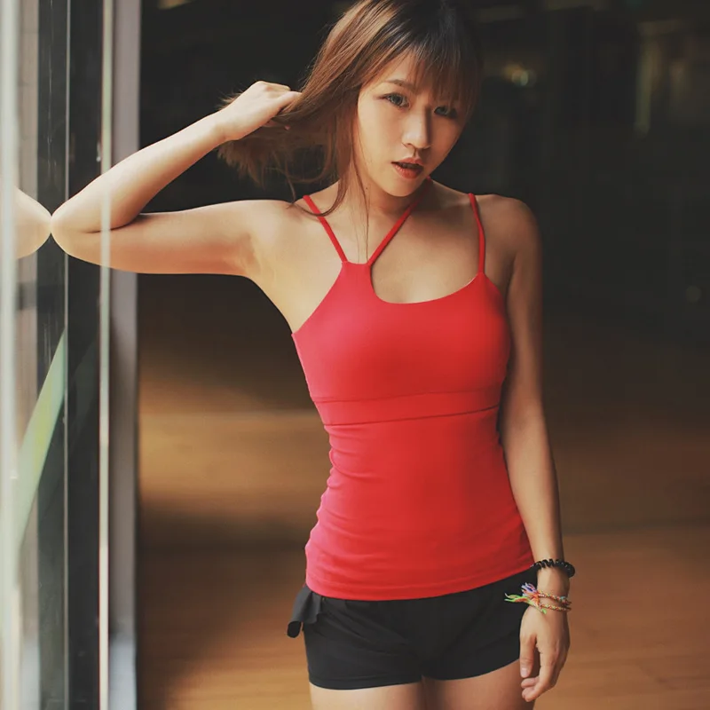 Eshtanga yoga tank Sexy Women Sport Yoga Gym Vest Clothes 4-way stretch fabric Tank Tops Fitness Running shirts with insert cup