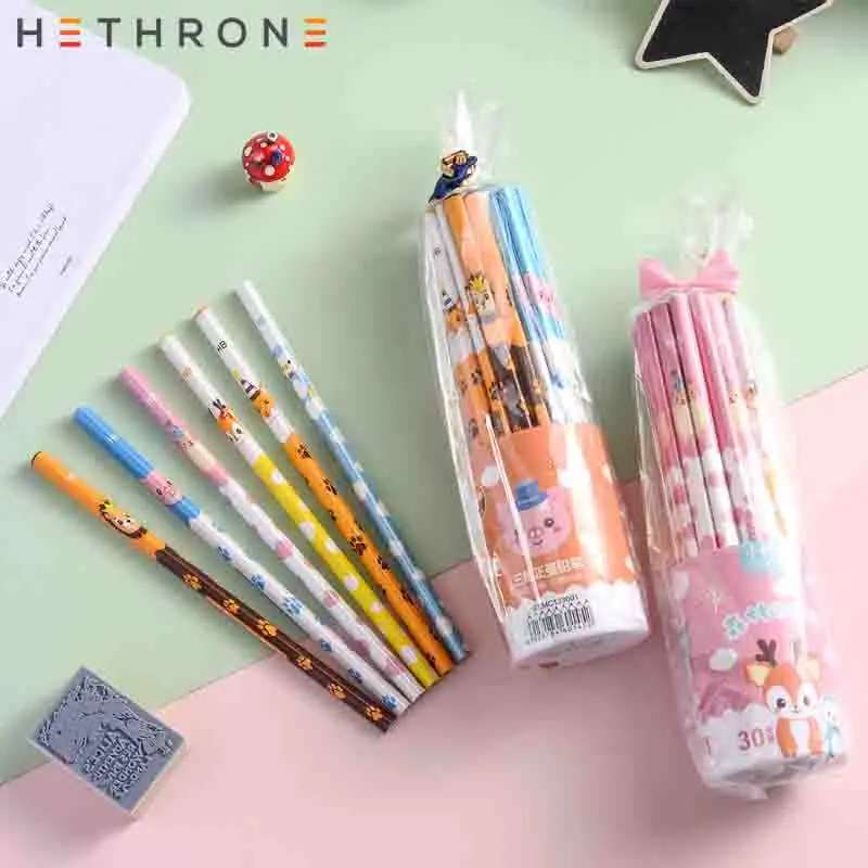 

Hethrone 30pcs Animal wooden pencils for school Student writing drawing pencil set crayons sketch graphite lapices school items