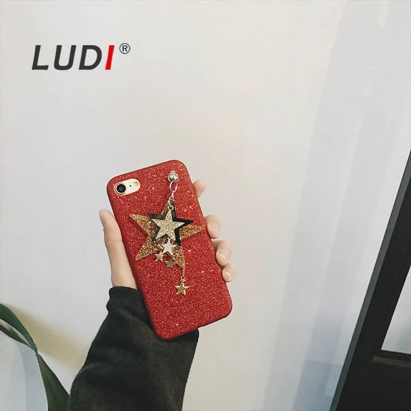 Чехол для телефона LUDI Pretty Glitter Golden Meteor Falling мягкий iPhone 7 8 X 7plus 6 6s plus роскошный Корея