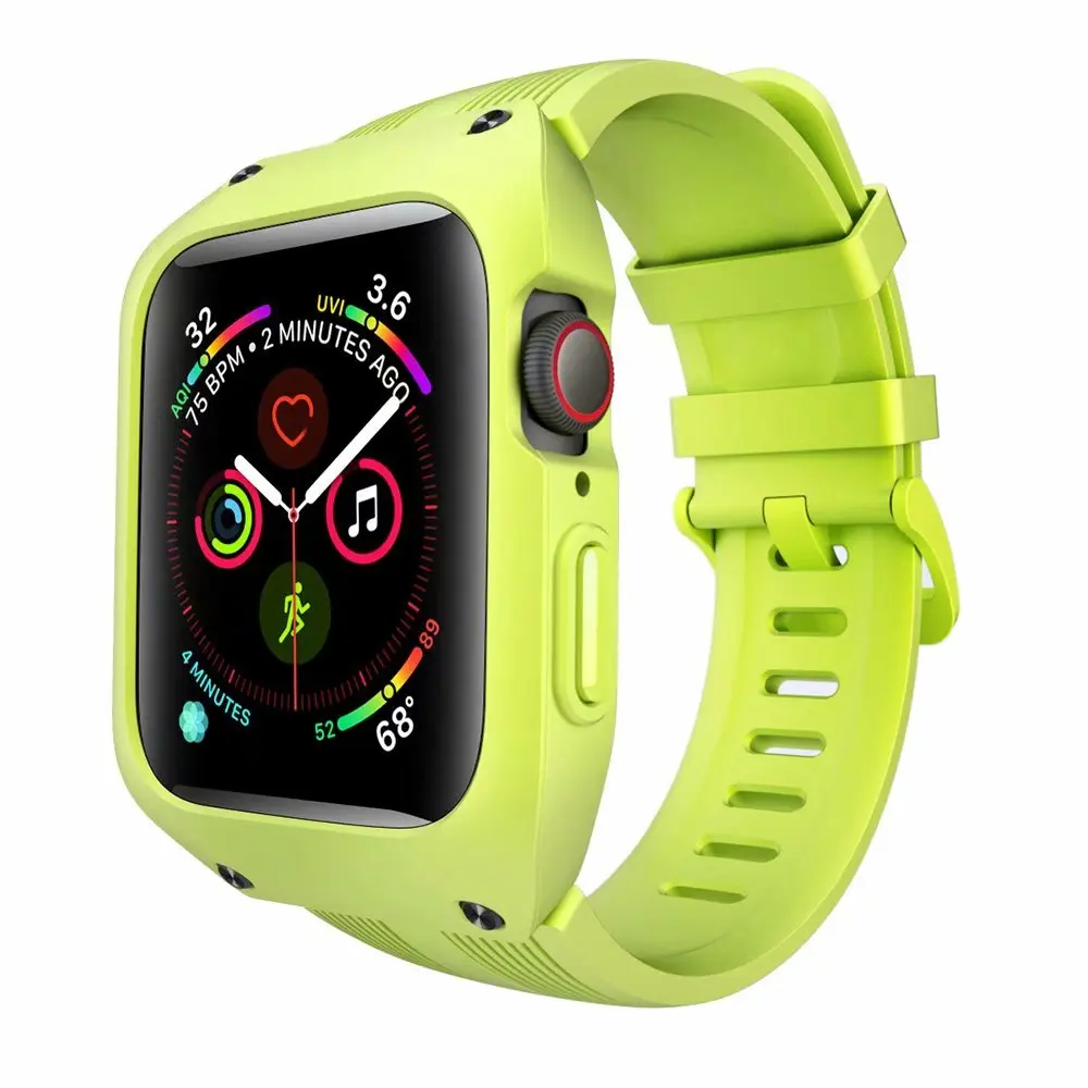 For Apple Watch 4 44mm Silicone Protective Cover Case With Sports Strap Band For Apple Watch Bands Series 4 Watchband Bracelet