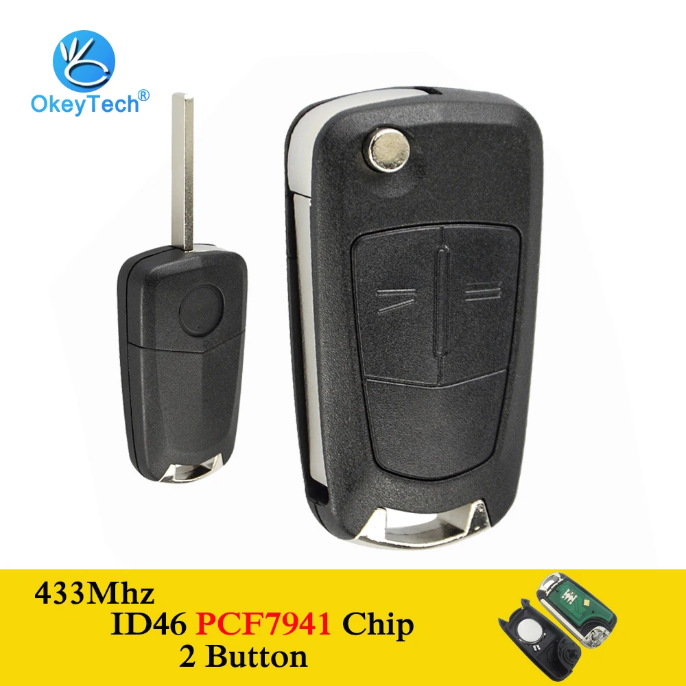 OkeyTech Автомобильный ключ для Vauxhall Opel Zafira B Astra H откидной складной 2 кнопки 433 МГц ID46