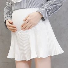 Оптовые продажи товаров для беременных летние брюшные гофрированные шифоновые юбки для беременных женщин модное Короткое приталенное платье милое черное/белое