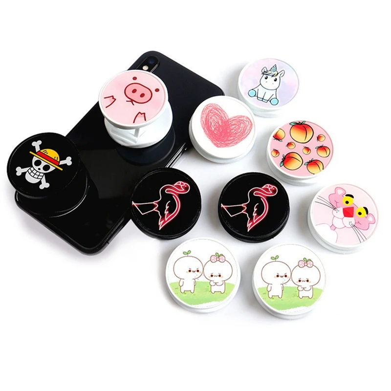 

Cute Cartoon Round Universal Expanding Stand And Grip Finger Ring Holder Mobile Phone Folding Bracket for IPhone 8 7 X XR XS MAX