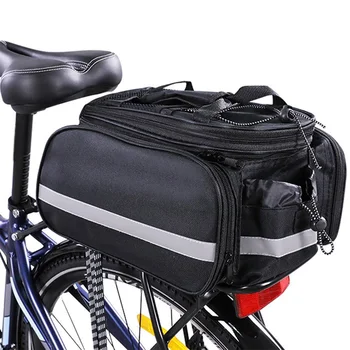

Bicycle Bag Removable Carrier Rear Rack With Reflective Strips Canvas Saddle Accessories Travel Zipper Pannier Waterproof