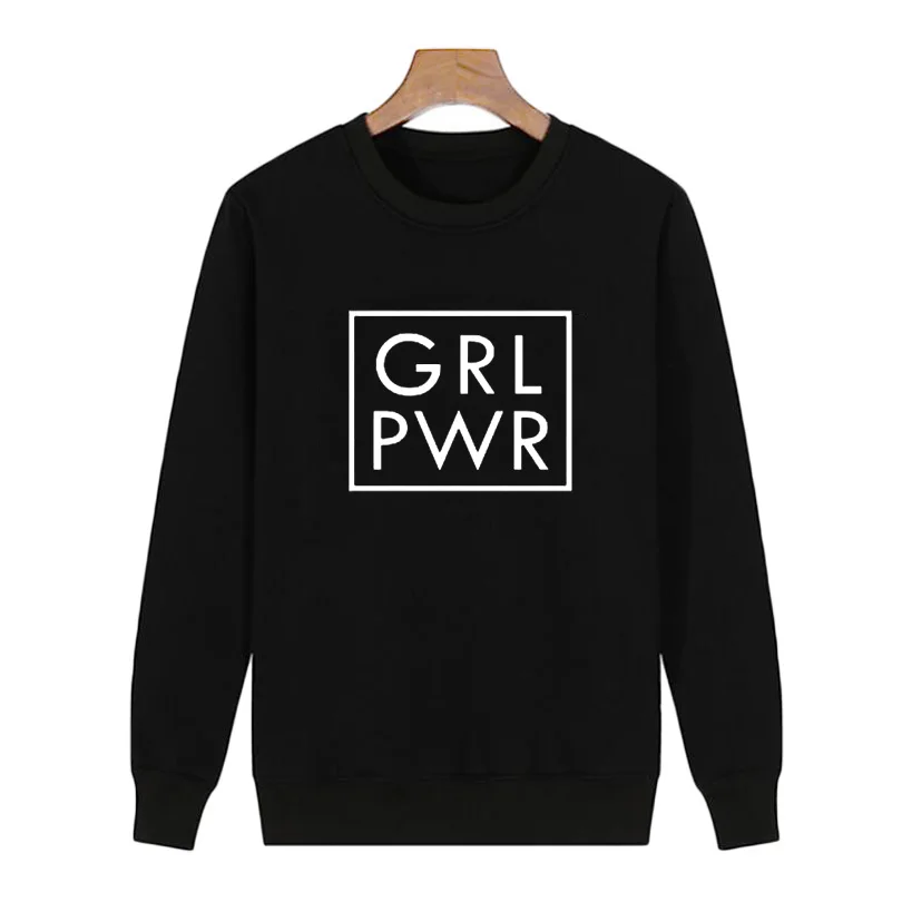 Модные женские туфли пуловер Топы ост PWR Crewneck Толстовка Новые товары 2018 зимние толстовки с капюшоном Феминистская Толстовка