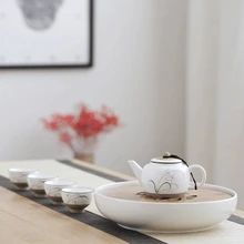 Ручной лотоса Набор для цветочного чая белый чайный поднос горшок четыре чашки кунг-фу чайный сервиз для путешествий