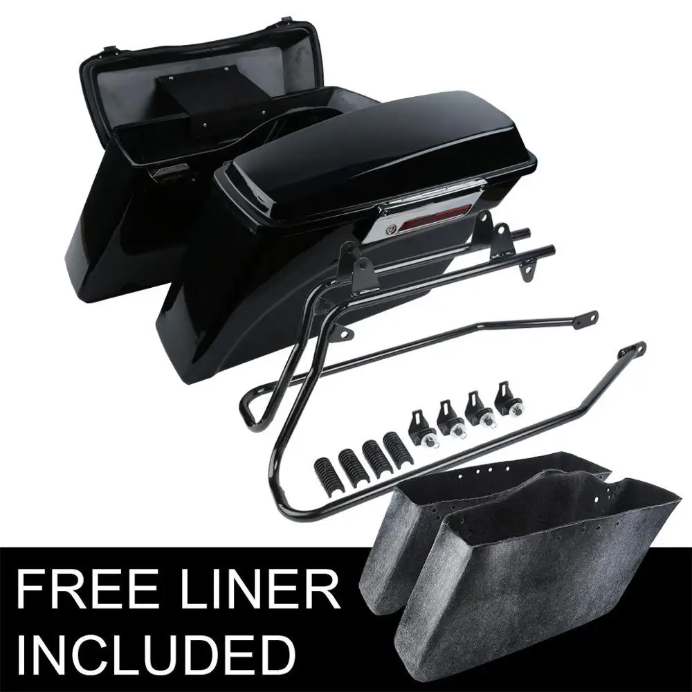 

Motorcycle Hard Saddlebags & Conversion Bracket For HARLEY Softail Fatboy