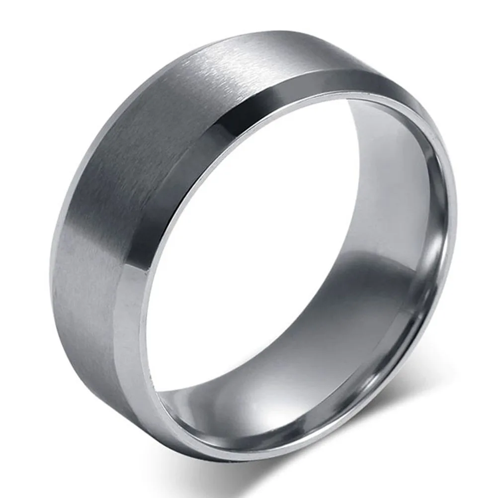 Vnox нержавеющая сталь 8 мм матовые Плоские Кольца для женщин Gold-цвет обручальные кольца - Цвет основного камня: Серебристый