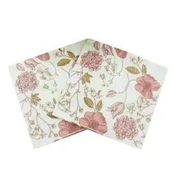 20 штук одноразовые печатные квадратные ткани цветной цветочный узор вечерние праздничные бумажные салфетки посуда поставка