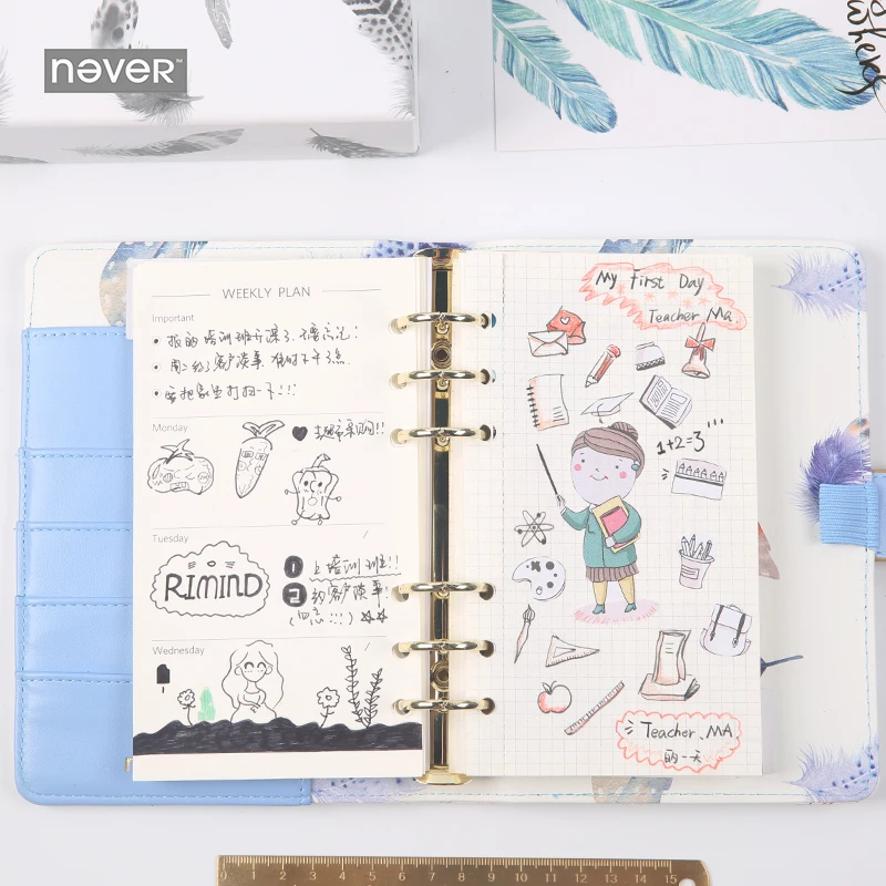 Pluma de Oro estampado libro de mano hoja suelta cuaderno caja de regalo cuaderno DIY Plan Agenda planificador organizador de citas libro Filofax