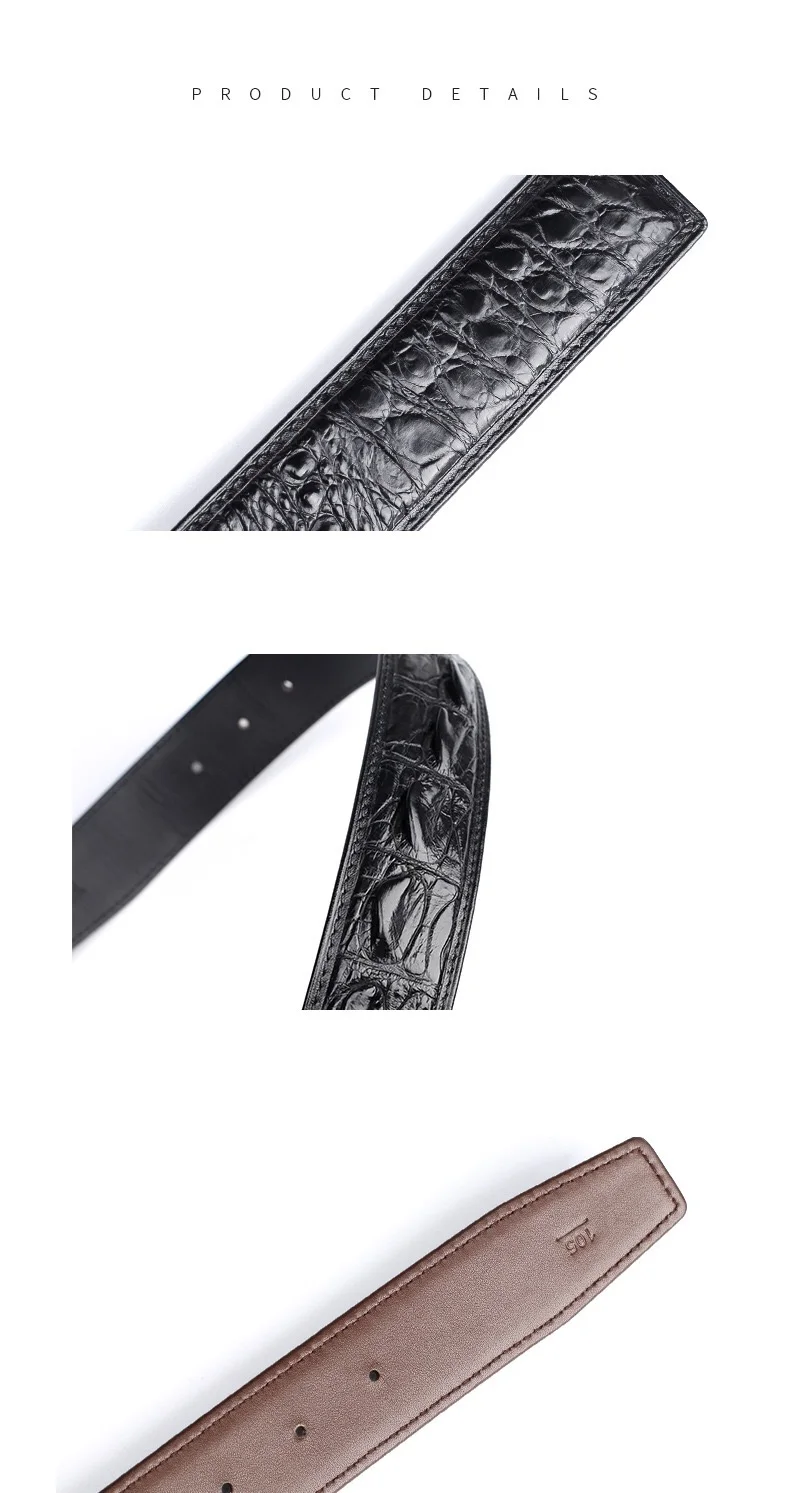 Authentic Real Crocodile Head Skin Male Belt without Buckle Genuine Exotic Alligator Leather Belt Classical Men's Waist Strap