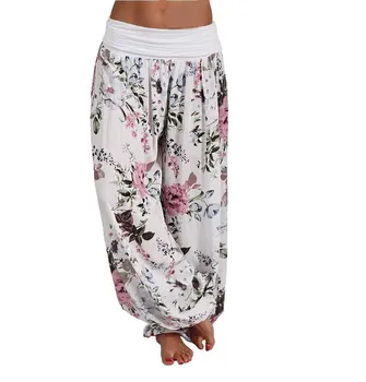 

Fashion 8 Colors 2019 Summer Women Plus Size Pants Casual Vintage Wide Leg Pants Loose Boho Printed Pants