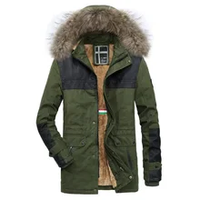Winter Fur Hooded Fleece Warm Jacket Parka Men Casual Cotton Thick Parkas Winter Coats Men Zipper Outerwear Parka Homme