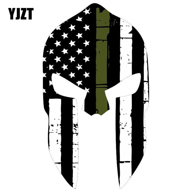 

YJZT 8.7CM*15.2CM SPARTAN HELMET Olive Drab Personality Reflective The tail of the car Decals C1-7013