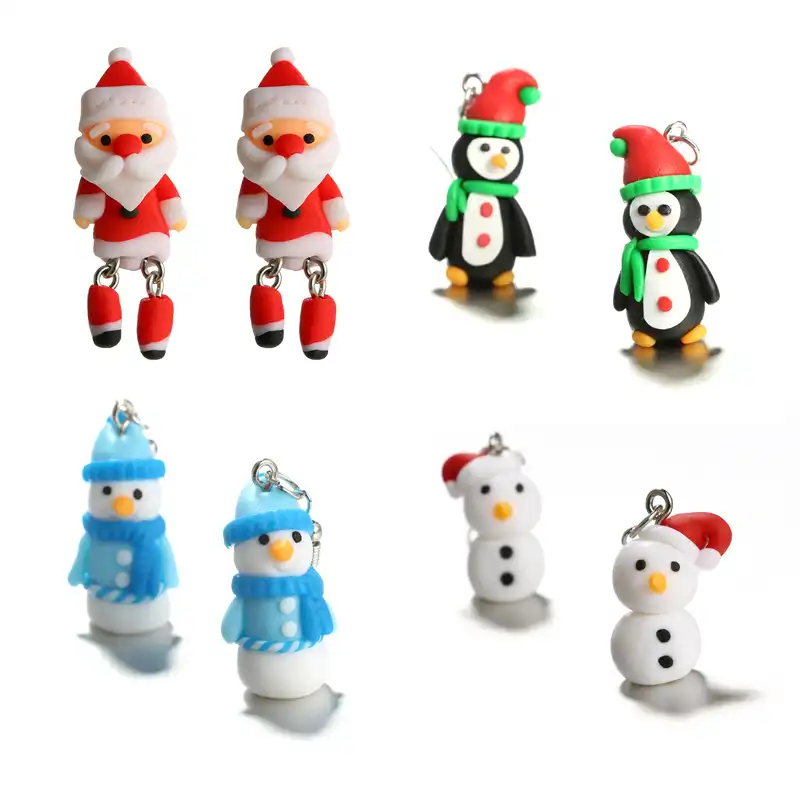 Рождественские украшения аксессуары серьги 3D мультфильм серьги гвоздики для женщин ручной работы Полимерная глина серьги с персонажем юве...