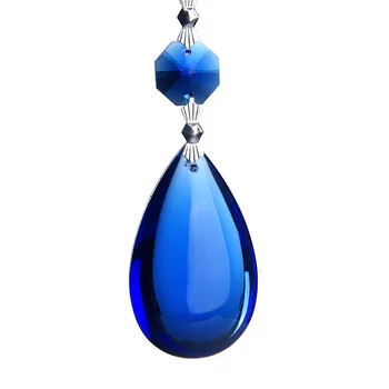 

H&D Pack of 10,50mm Lamp Chandelier Glass Crystals Teardrops Prisms Parts Hanging Drops Pendants ((Royal Blue)