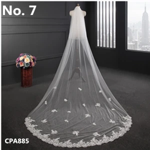 White Ivory Wedding Veil 3m Long Short Bridal Veils Lace Appliqued Edge Cathedral Wedding Veil Wedding Accessories Voile Mariage - Цвет: No.7 CPA885 White