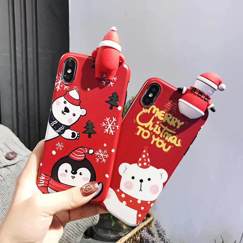 Рождественский чехол для телефона iPhoneX XR XS Max мультяшный Снеговик кукла мягкая