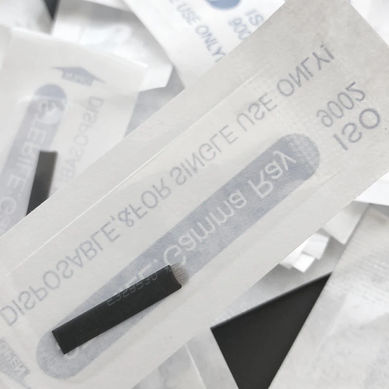 50 шт. 0,16 мм черные ламиновые микроблейдинг иглы u-образной формы 18 штифтов лезвия, иглы для татуажа Перманентный микроблейдинг ручка для вышивки
