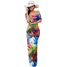 Zkess Tropical Print Dress Women Long Party Dresses 2017 Elegant Bohemia Dress Maxi Mermaid Gown Vestido de festa LC61189