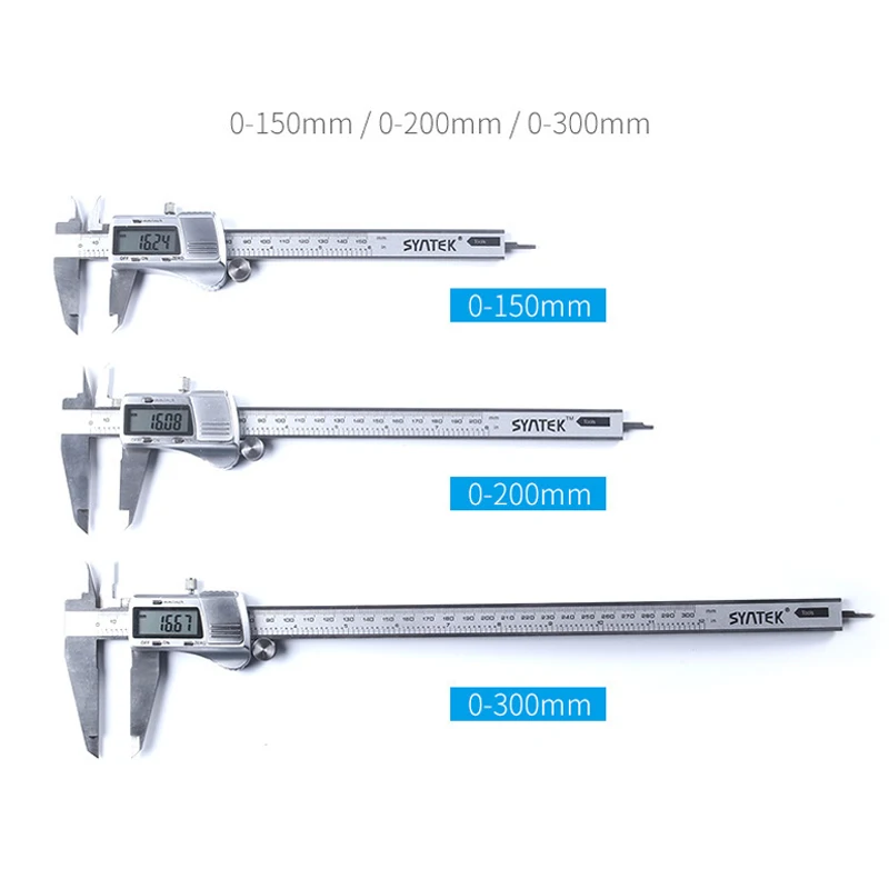 SYNTEK 150 мм 200 300 мм/1" цифровой штангенциркули нержавеющая сталь ЖК дисплей Электронный штангенциркуль разрешение 0,01 измерительные приборы