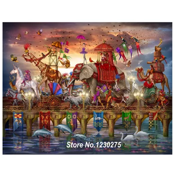 

5D Diamond Painting Cross Stitch Circus Performance Diy Square Mosaic Pattern Full Diamond Embroidery Kits Home Decor BG135