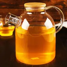 Большая емкость стаканы 1500 мл стеклянный чайник цветочный чайник с бамбуковой крышкой