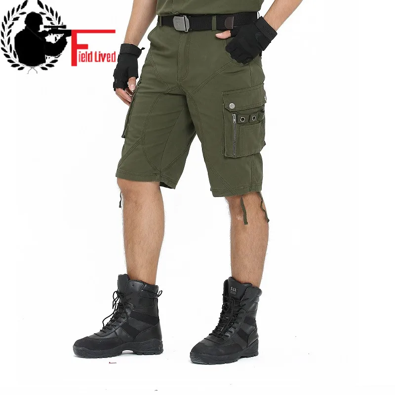 2020 Long Cargo Shorts Men Brand Men's Military Capris Summer Big Plus Size Army Knee Length Trousers Casual Male Tactical style 2020 Long Cargo Shorts Men Brand Men's Military Capris Summer Big Plus Size Army Knee Length Trousers Casual Male Tactical style