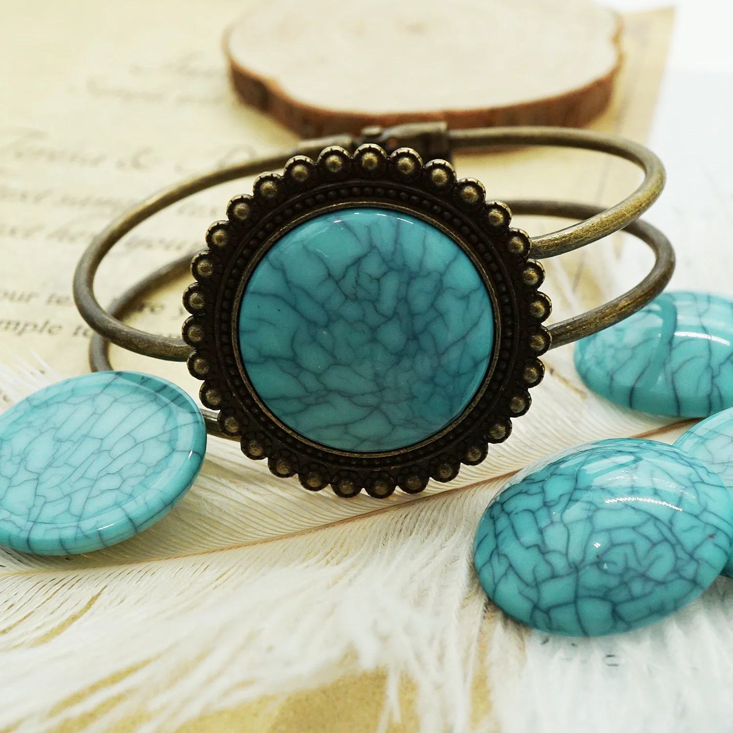 

5PCS/lot Round 25mm Crack Style Flat Back Stone Cabochons Cameo for Make Pendants Jewelry Bracelet Necklace Women Earring Rings
