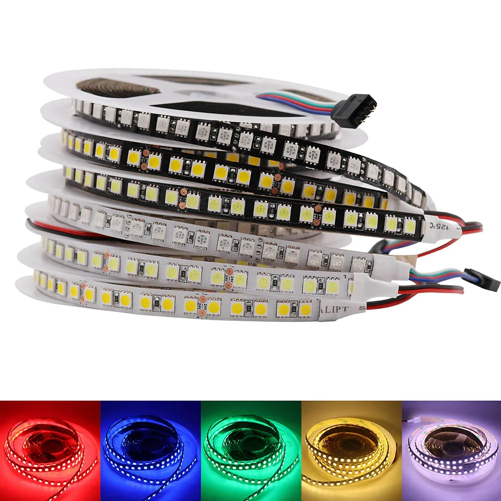 buy High bright DC 24V 5050 LED Strip 5M Roll 600LEDs IP20 NonWaterproof LED strip 5050 120Leds m Cold warm white RGB Free shipping