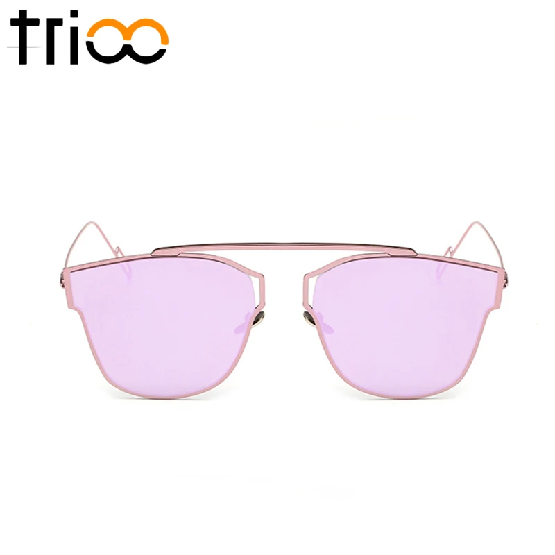 TRIOO модная обувь на плоской подошве топ солнцезащитные очки для женщин зеркало Цвет тенденции Óculos gafas-де-сол UV400 летние оттенки очки из металла