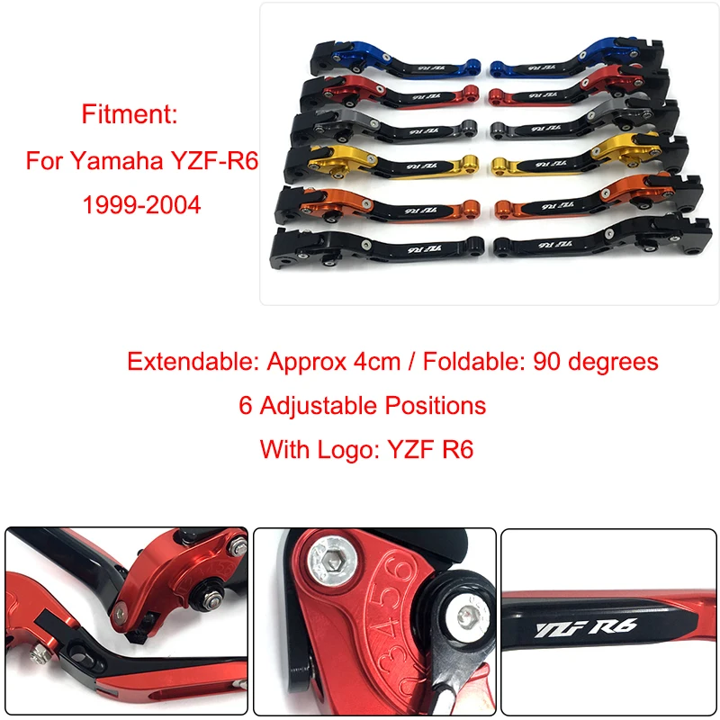 1999 2000 2001 2002 2003 2004 YZF-R6 YZF R6 CNC Adjustable Foldable Extendable Brakes Clutch Levers For Yamaha R6 1999-2004 (11)