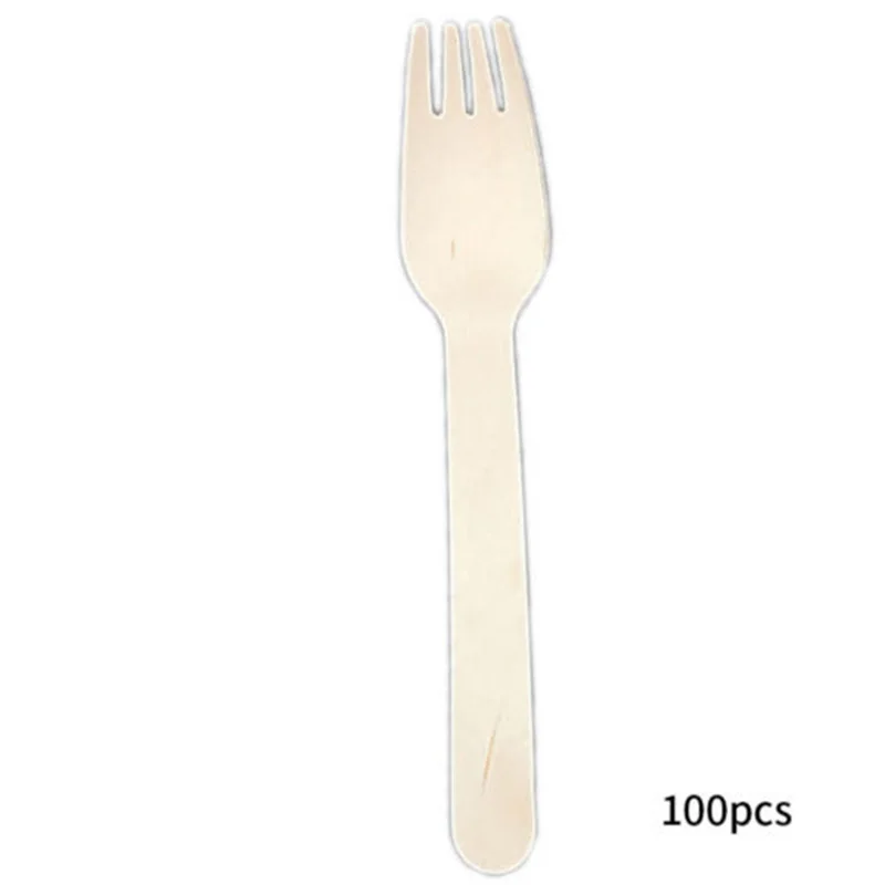 

100pcs Disposable Cutter Forks Spoons Biodegradable Cutlery Party Tableware