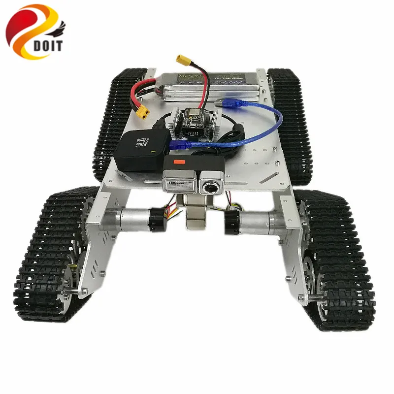 US $212.00 T900 4WD Video Monitor Tank Chassis With Openwrt Router HD Camera From ESP8266 Nodemcu Development BoardDriver Board Kit