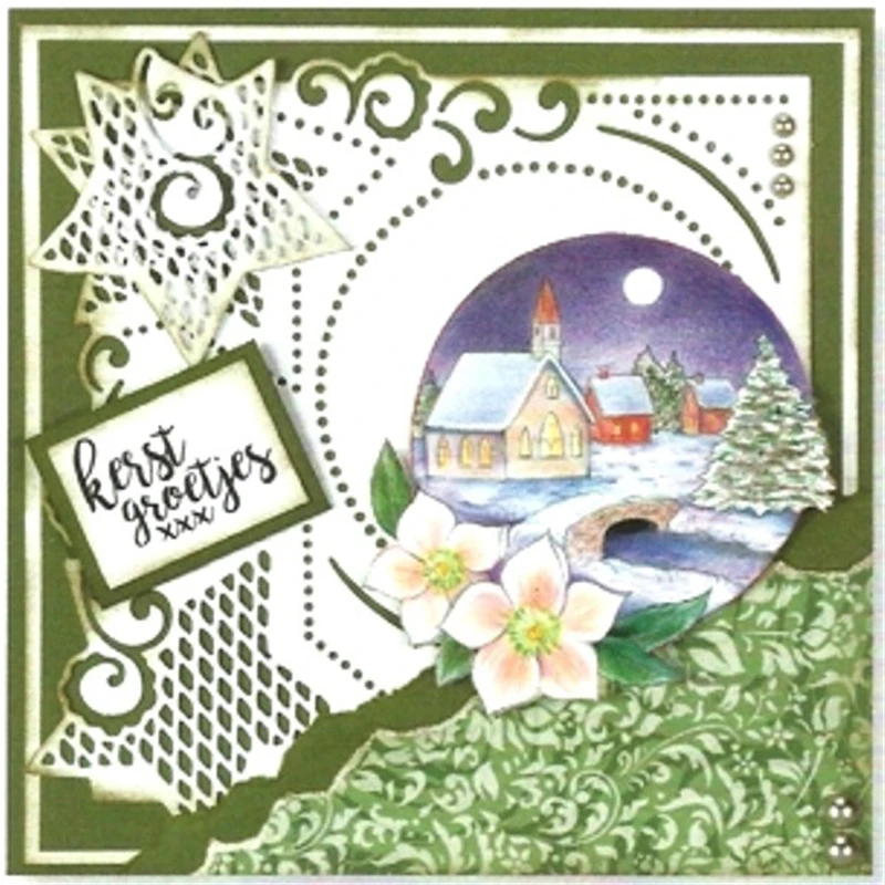 

Julyarts Christmas Classics Star Frame Dies Scrapbooking Metal Cutting Dies New 2019 Cover Background Craft Die Cuts Card Making