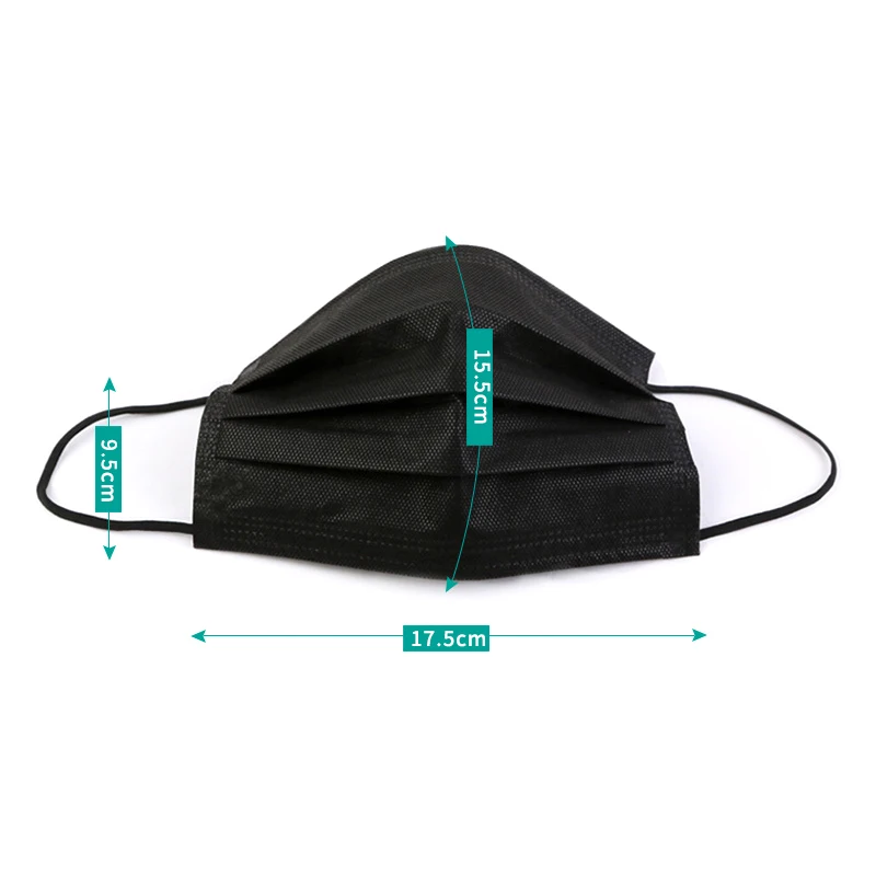 Moledodo 10Pcs/bag Disposable Non Woven Black Face Mask Anti-Dust Mouth Mask PM 2.5 Disposable Adult Mask 3
