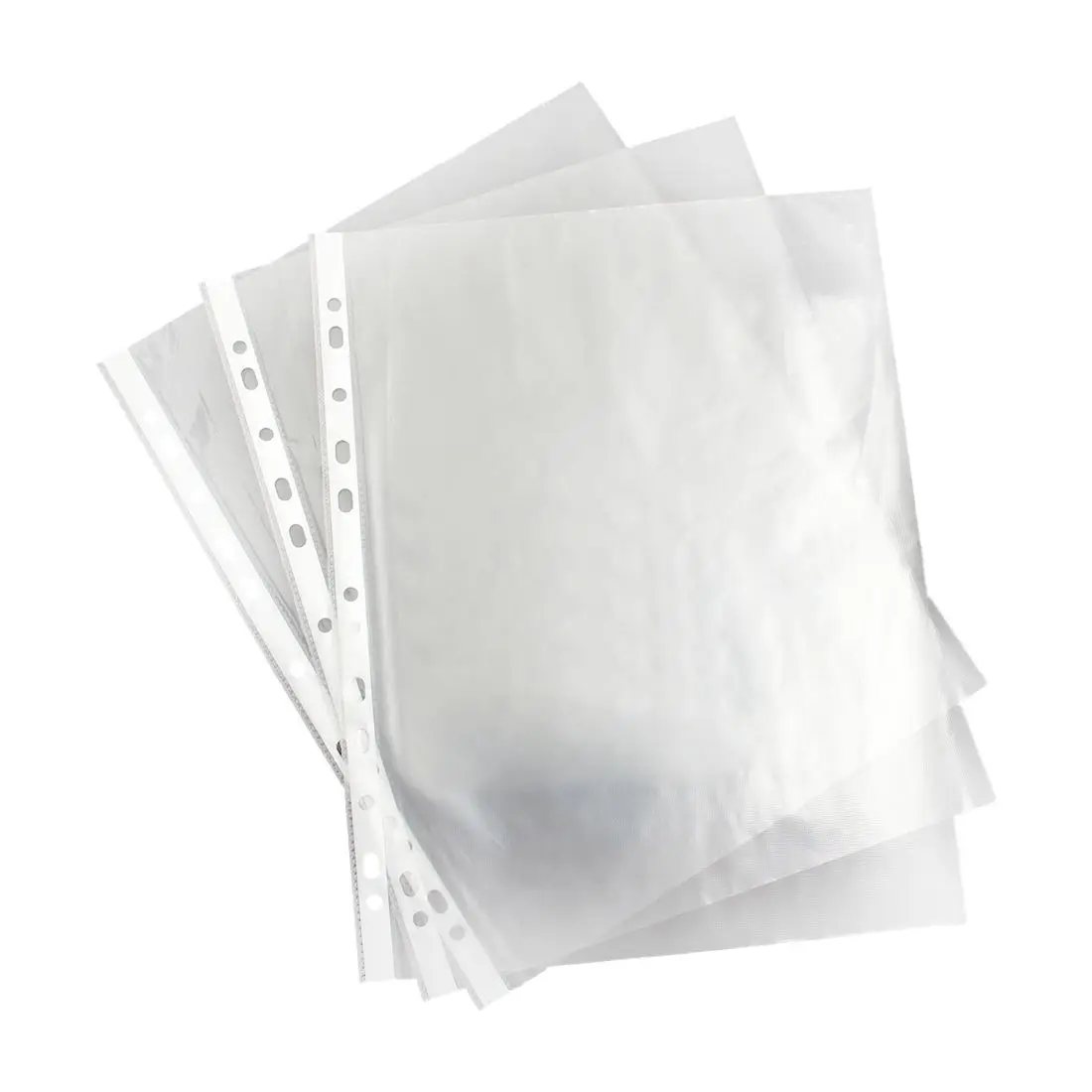 

New A4 Clear Plastic Punched Pockets Folders Filing Wallets Sleeves Wallets UKType:100 pieces