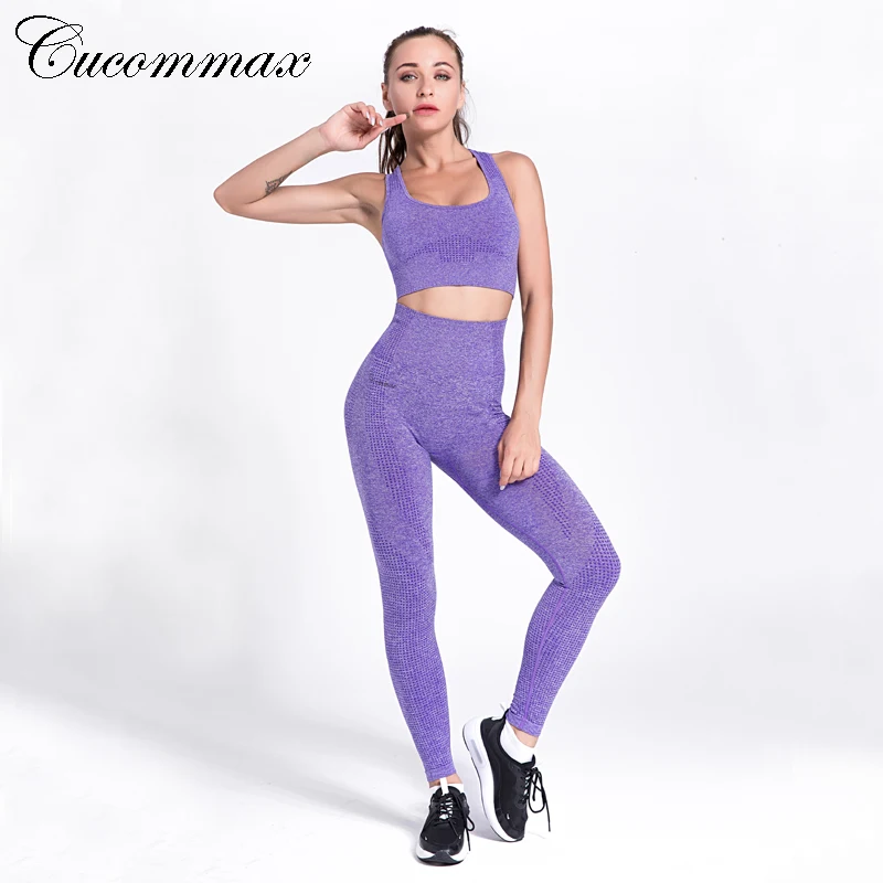 

Cucommax 2 Pcs Yoga Set for Women Sportswear Seamless Sports Bra and Leggings Gym Set Women Workout Suit-YSET001