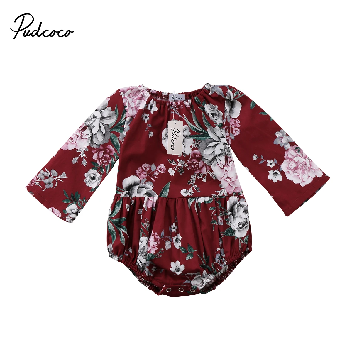 Детский хлопковый комбинезон с цветочным принтом длинным рукавом|romper long sleeve|baby