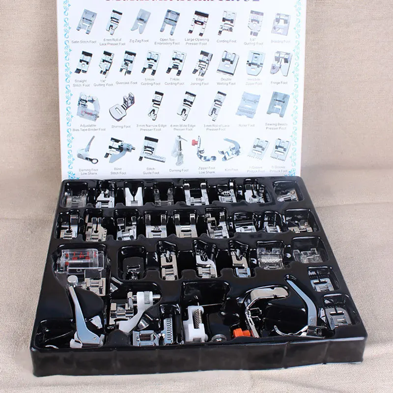 

32Pcs Domestic Sewing Machine Accessories Presser Foot Feet Kit Set Hem Foot Spare Parts With Box For Brother Singer Janome