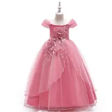 Детское платье для девочек от 4 до 14 лет, Свадебное кружево из тюля, длинное вечерние платье для девочек, элегантное праздничное платье принцессы для девочек-подростков