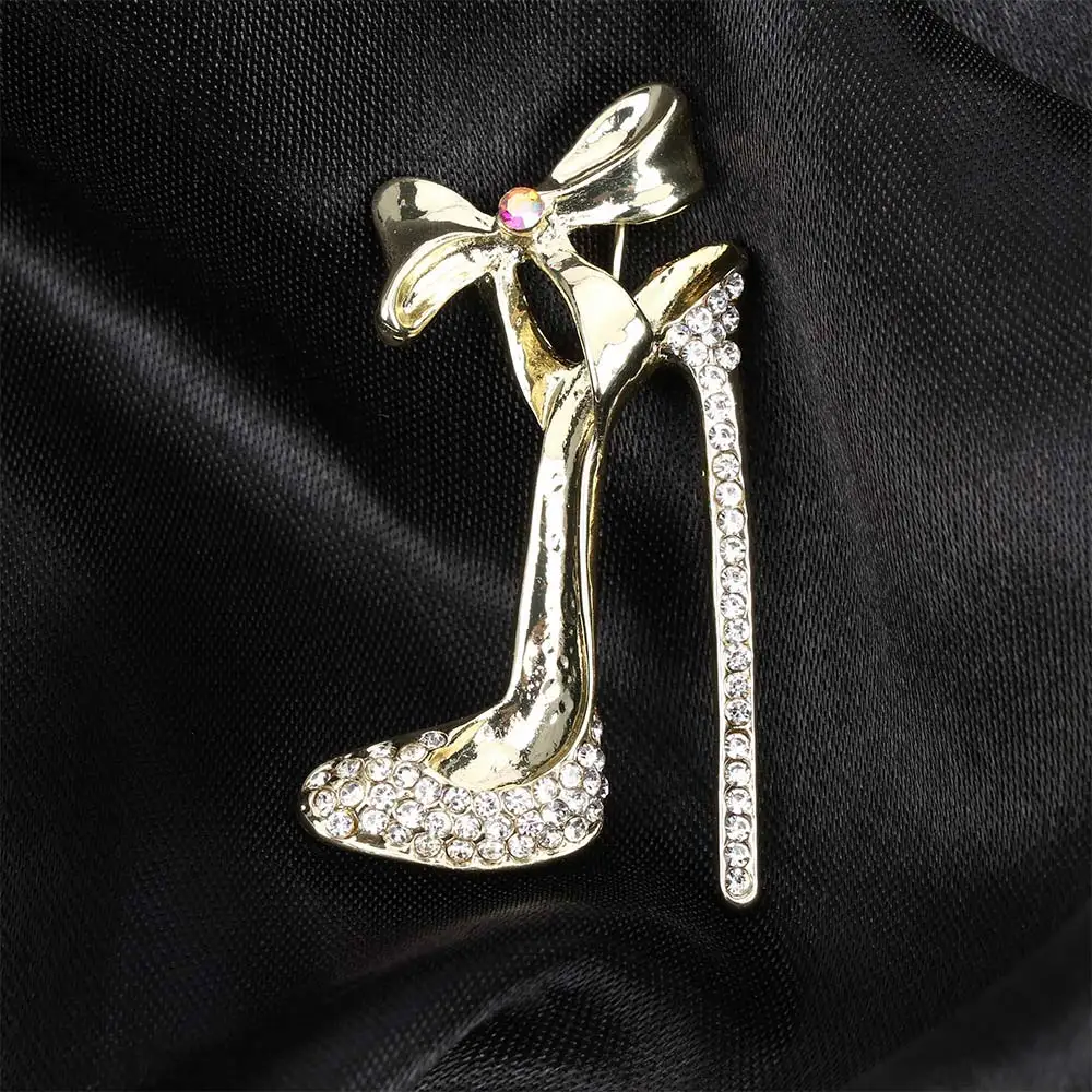 Fashion Women Charming Gold color Bowknot Rhinestone High Heel Shoe