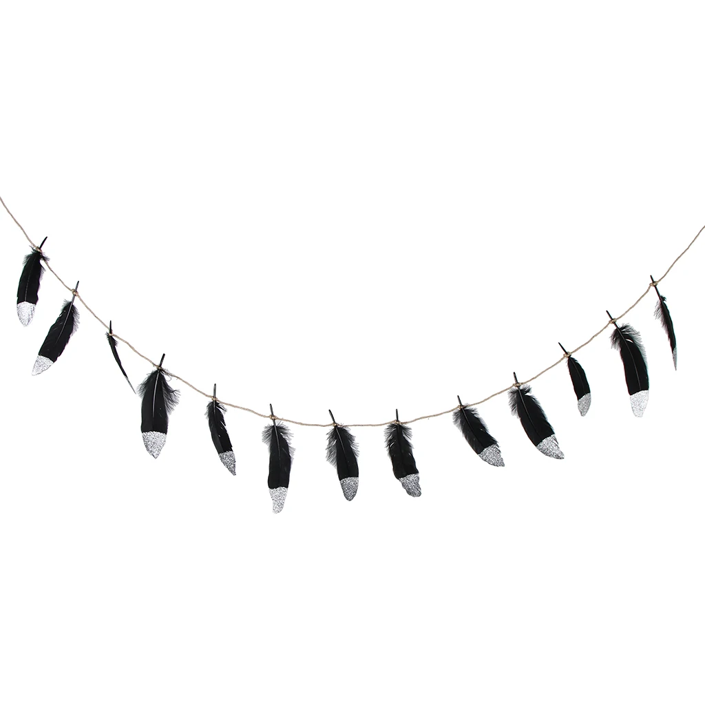 Dipped Feather Bunting Banner Hanging Garland Wedding Party Decoration 
