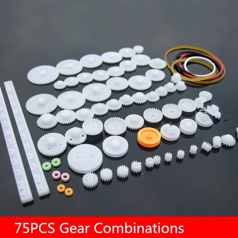 

75PCS Gear Combinations WG012 All kinds of gear axle Toy car accessories Motor fittings The belt Shaft sleeve rack and pinion