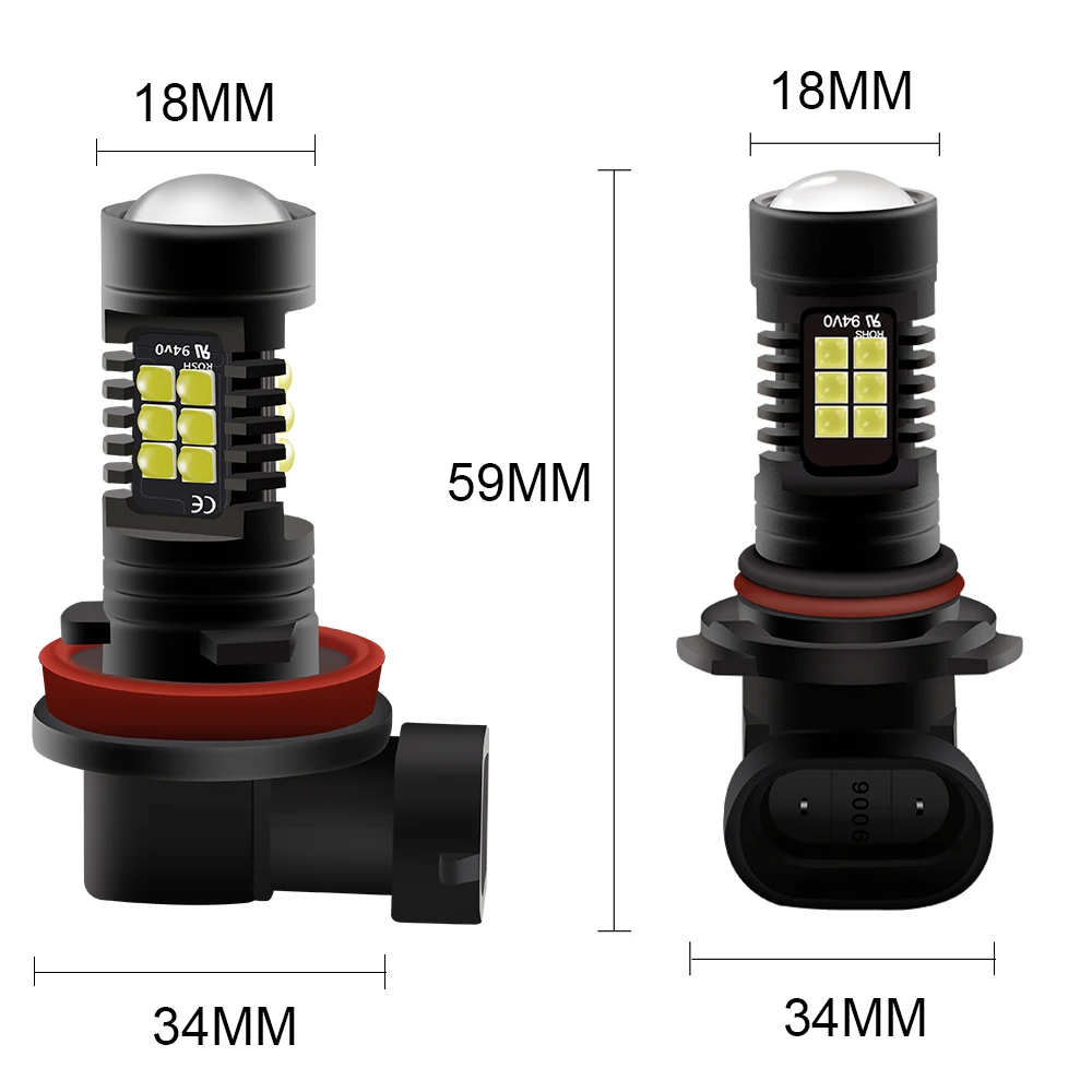 2 шт. H11 светодиодный H8 9005 HB3 9006 HB4 Автомобильная противотуманная фара Вождение DRL Автомобильные фары дневного света белый DC12V