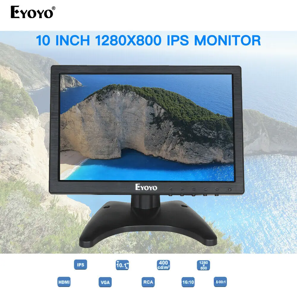 Eyoyo 10," дюймовый IPS ЖК-монитор 1280x800 с видеомонитор Hdmi, VGA, BNC AV Вход для ПК cctv lcd Экран Hdmi портативный монитор Дисплей