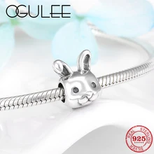Модные PCute кролик 925 стерлингового серебра тонкие Бусины Подходят Pandora браслет для изготовления ювелирных изделий