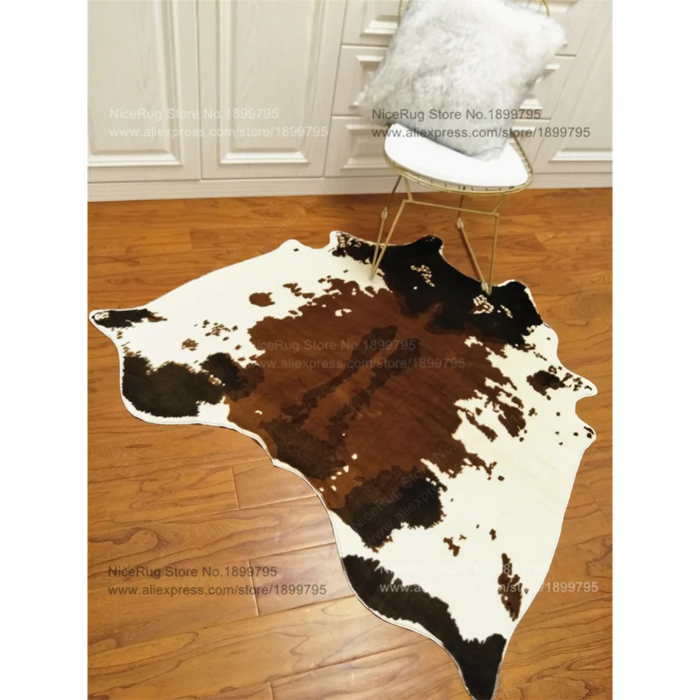 2 Piece Wholesale Price Black Cowhide Rug Cow Printed Carpet For